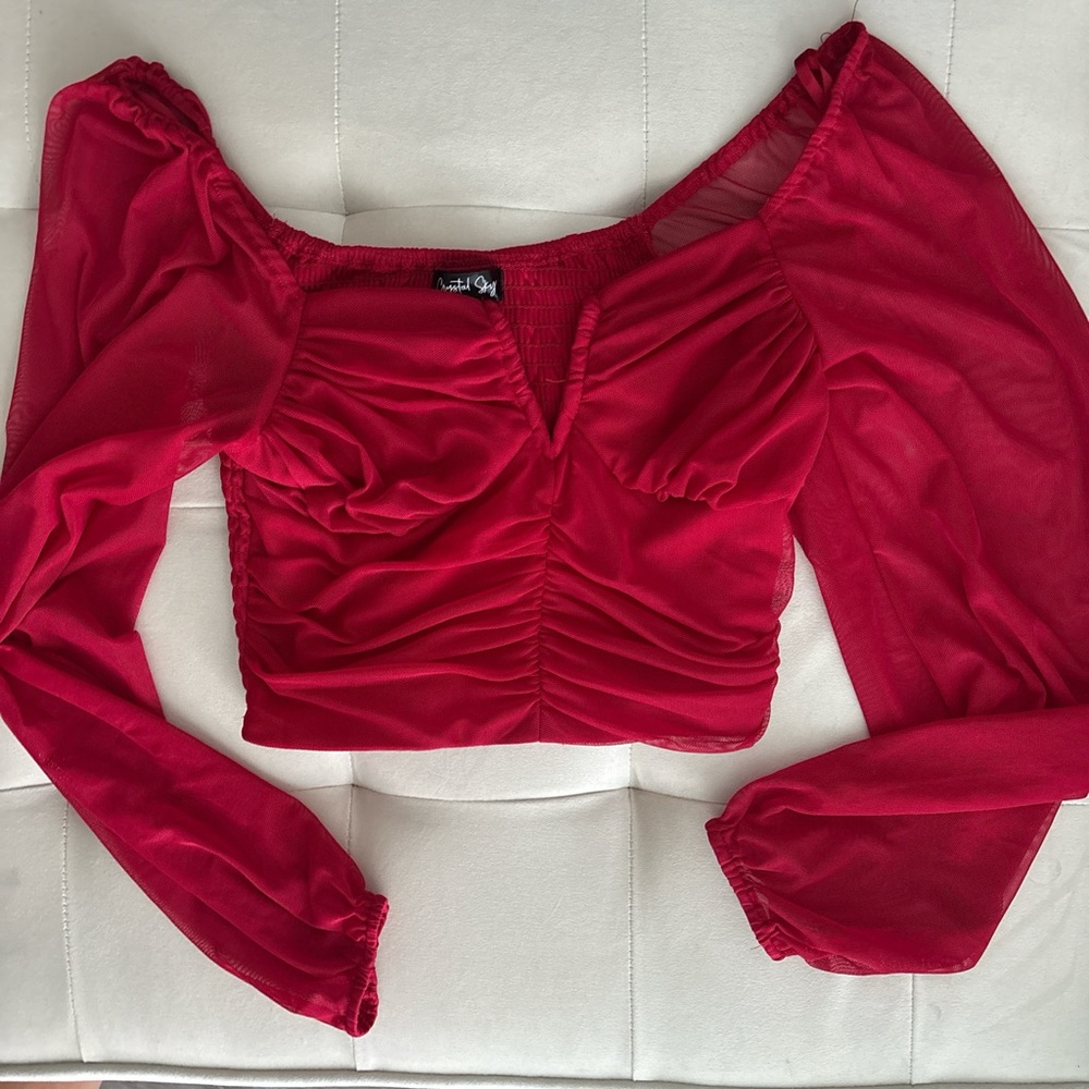 Chic Red Off-Shoulder Crop Top